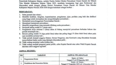Seleksi Direksi Tirta Mandar 2026–2030 Dibuka, Pemkab Majene Cari Pemimpin Berintegritas