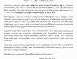 Perpanjangan Registrasi Ulang SNBP 2026 di Universitas Sulawesi Barat Hingga 20 April